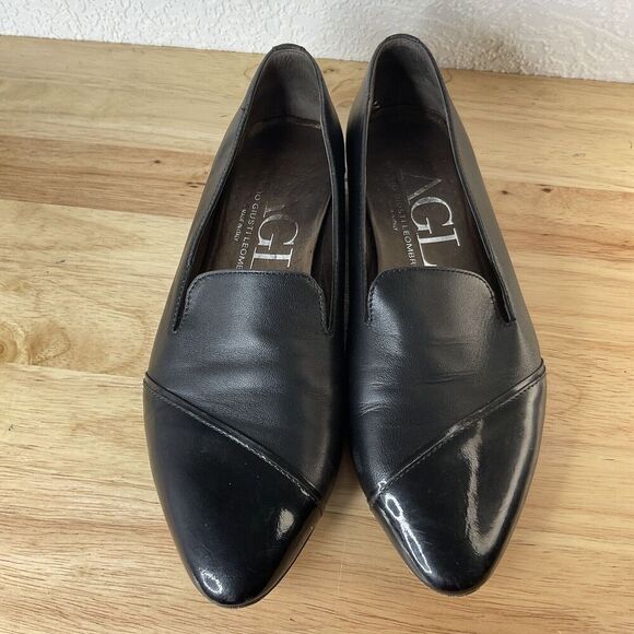 AGL Italy Women's Pointed Venetian Loafer Size 8,5 Black‎ Leather Slip On Loafer - Picture 7 of 12